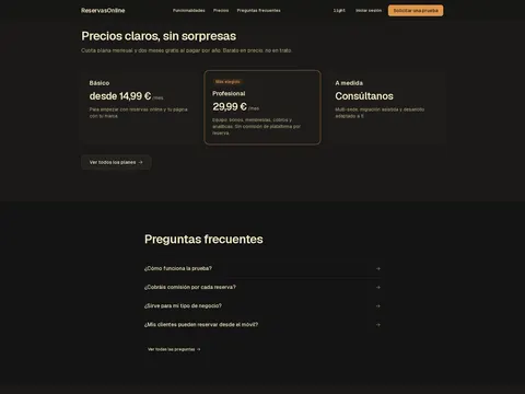 Planes de ReservasOnline con cuota plana y preguntas frecuentes